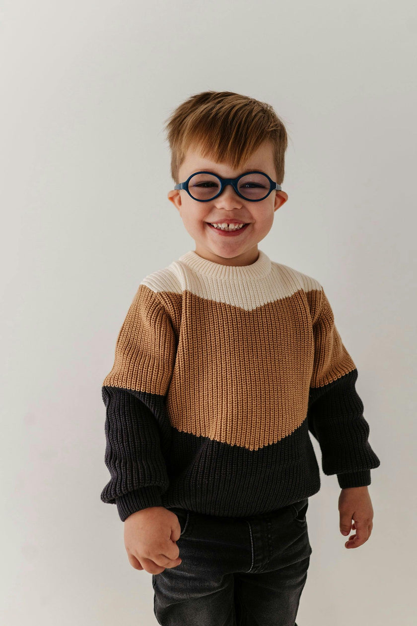 Colorblock Knit Sweater in Bronze