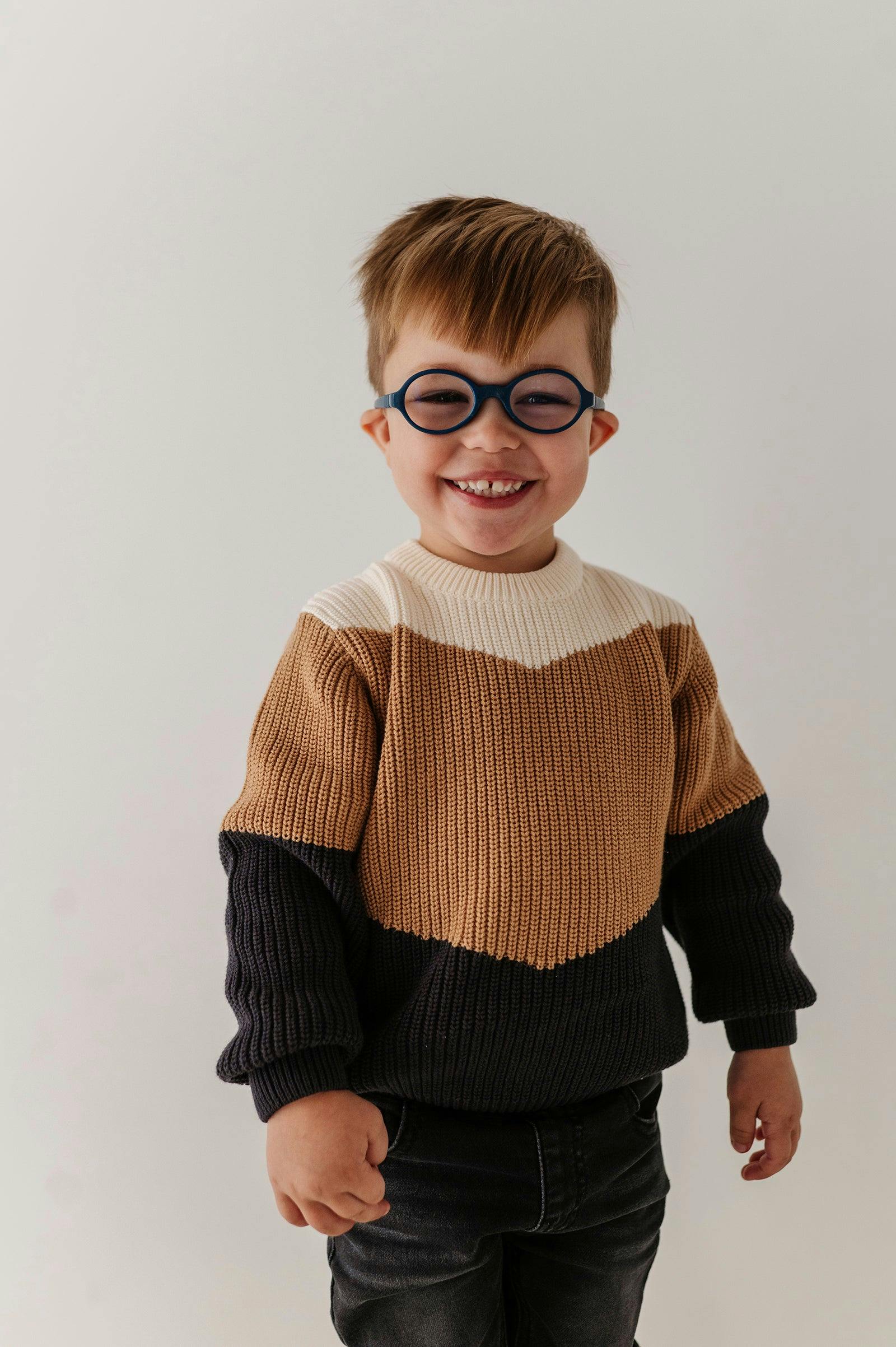 Colorblock Knit Sweater in Bronze