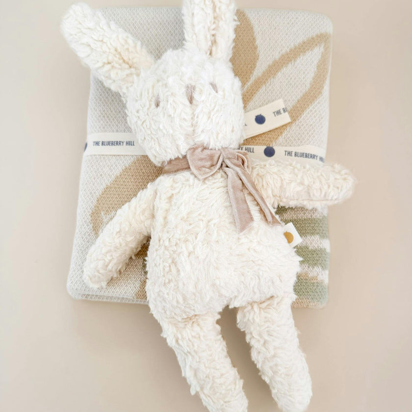 Pastel Bunny Blanket and Plush Toy Taupe Gift Set