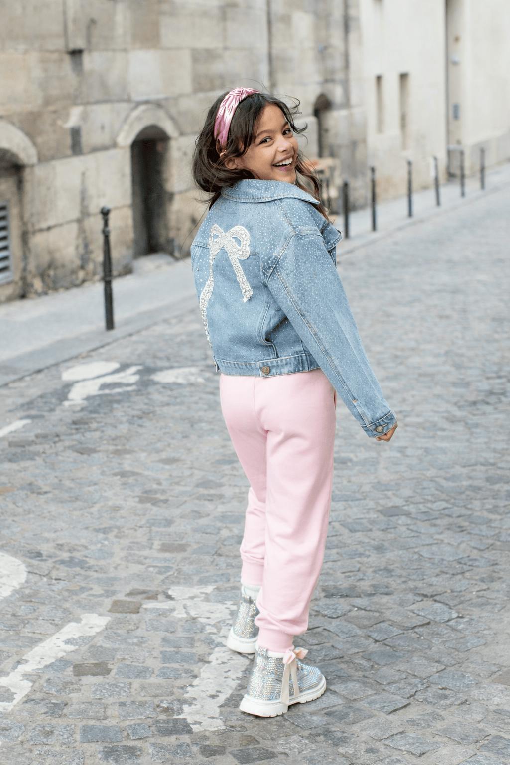 Crystal Bow Denim Jacket
