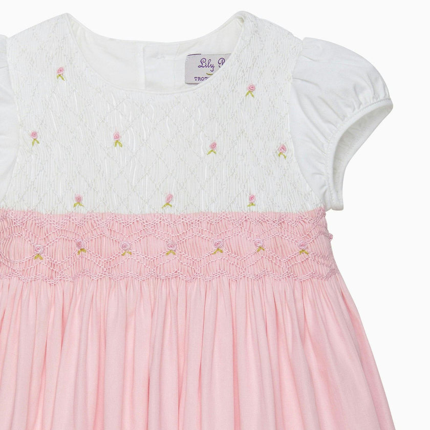 Baby Rose Hand Smocked Dress in Pink
