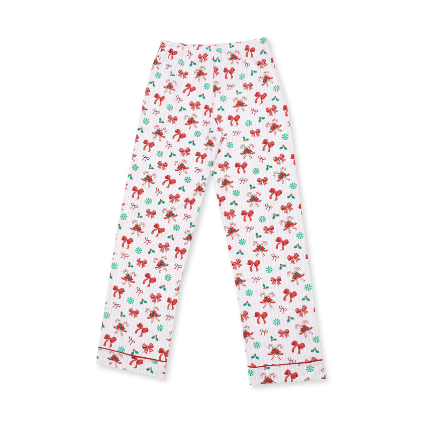 Bows & Candy Canes - Adult Long Sleeve Coat Style with Pants