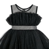 Black Isolara Tulle Glitter Bow Dress
