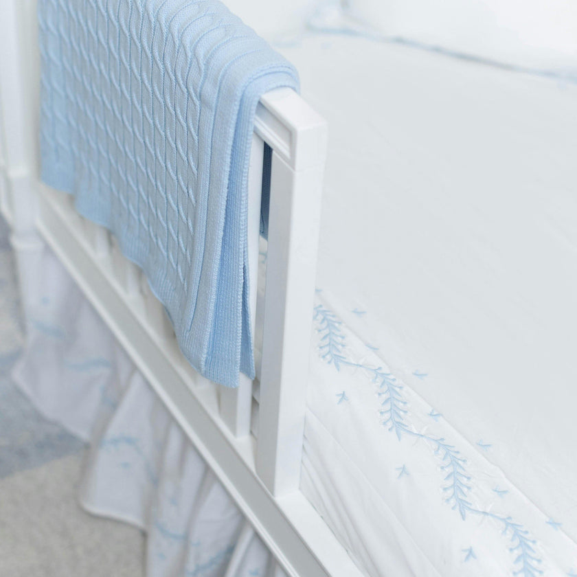 Embroidered Crib Sheet - Sky