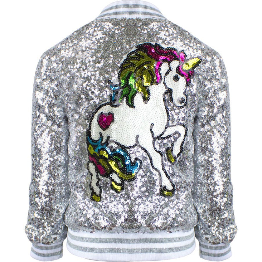 Girls Unicorn Sequin Bomber