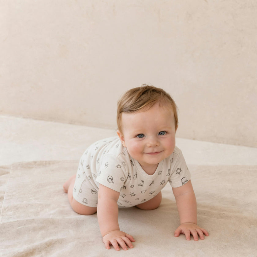 Organic Short Sleeve Bubble Romper - Rodeo