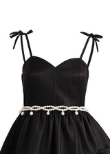 Black Elowen Asymmetrical Sweetheart Dress