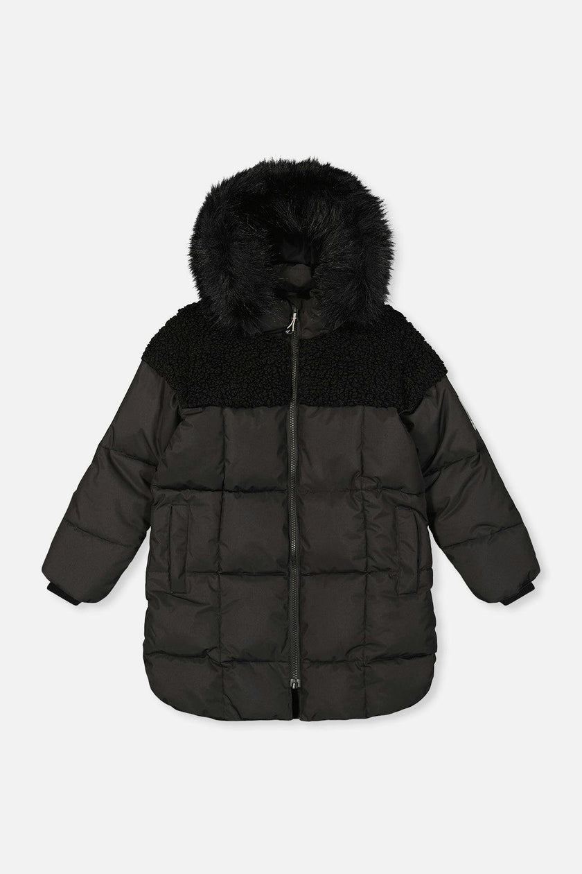 Long Winter Puffer Coat Black
