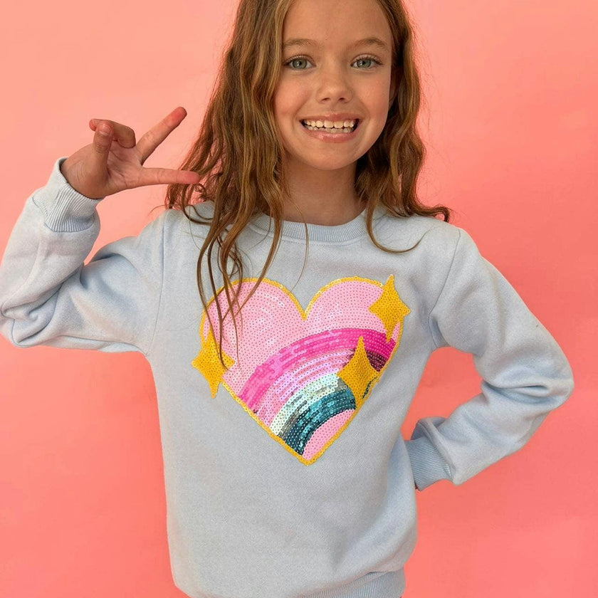 Rainbow Sparkle Heart Sweatshirt