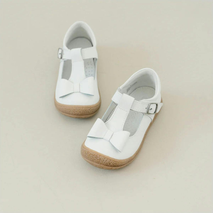 Emma Classic White Bow T-Strap Mary Jane