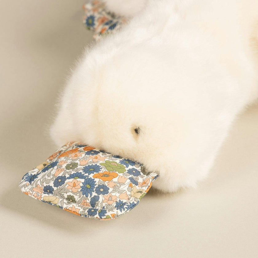 Aglae the Duck - Beige, Liberty Print | Pamplemousse Peluches