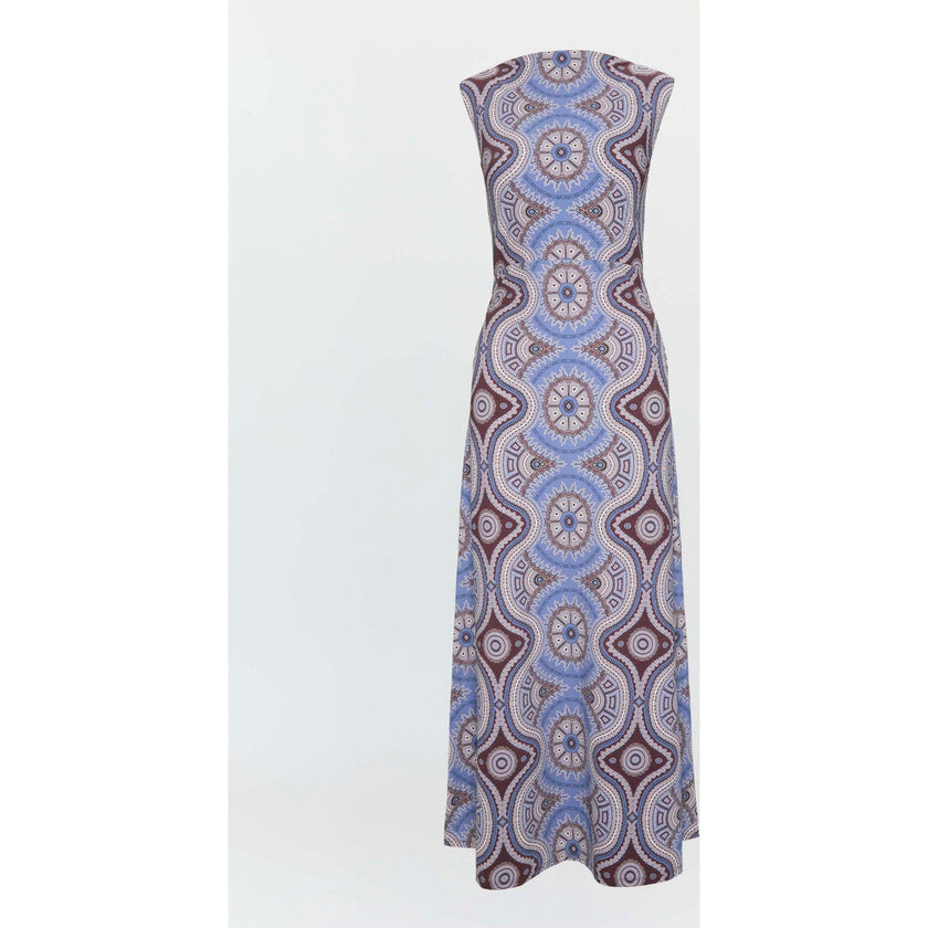 The Sloane Dress - Brown Cobalt Medallion