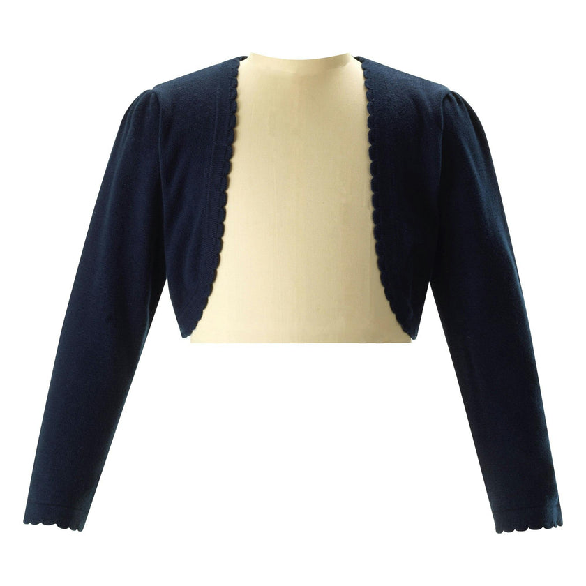 Navy Scalloped Trim Bolero