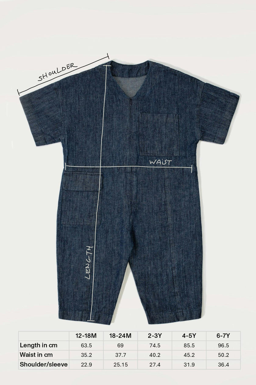 Kids Rae Embroidered Denim Boilersuit
