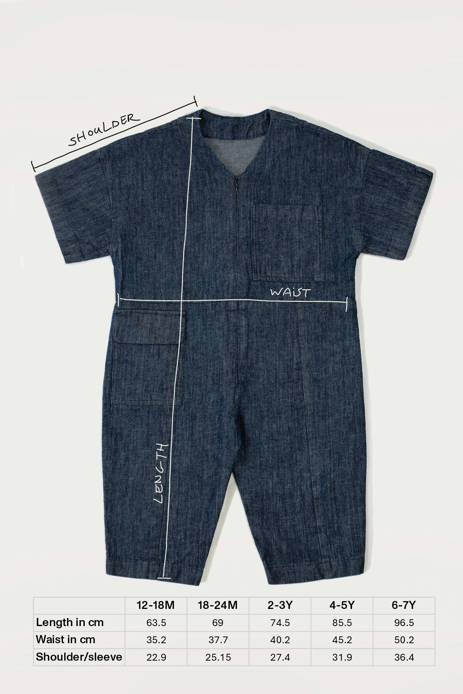 Kids Rae Embroidered Denim Boilersuit