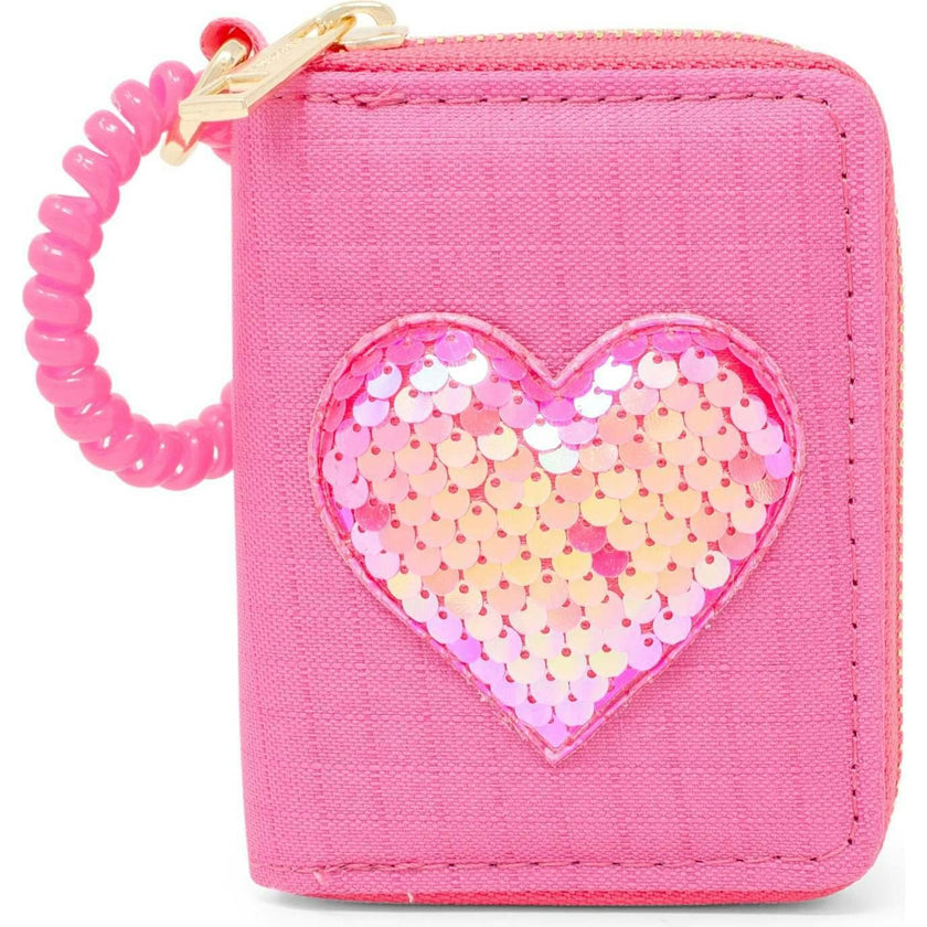 Sequin Heart Spiral Strap Wallet