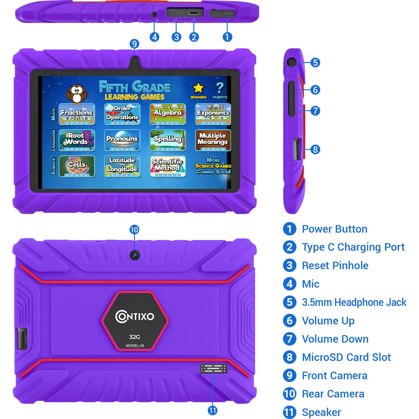 Contixo V8 32GB 7"" Kids Contixo Academy Tablet