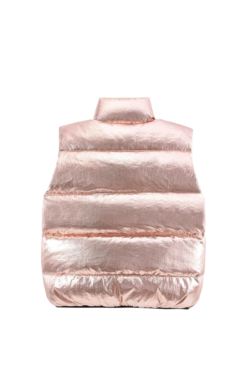 Fiona Metallic Puffer Vest, Pink