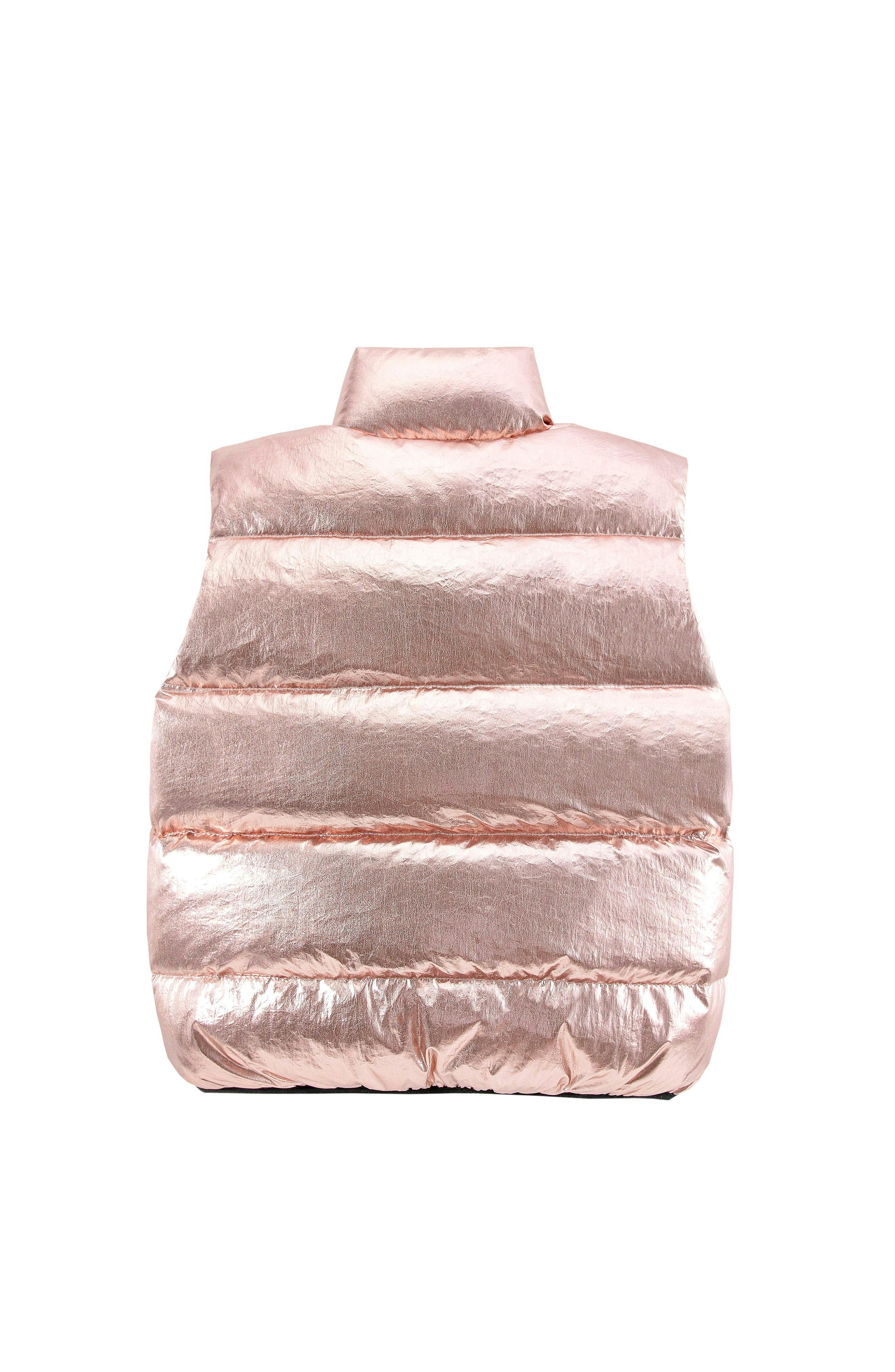 Fiona Metallic Puffer Vest, Pink