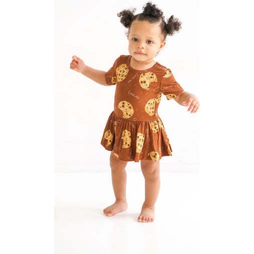 Chocolate Chip Cookies Short Sleeve Baby Bodysuit Twirl Dress