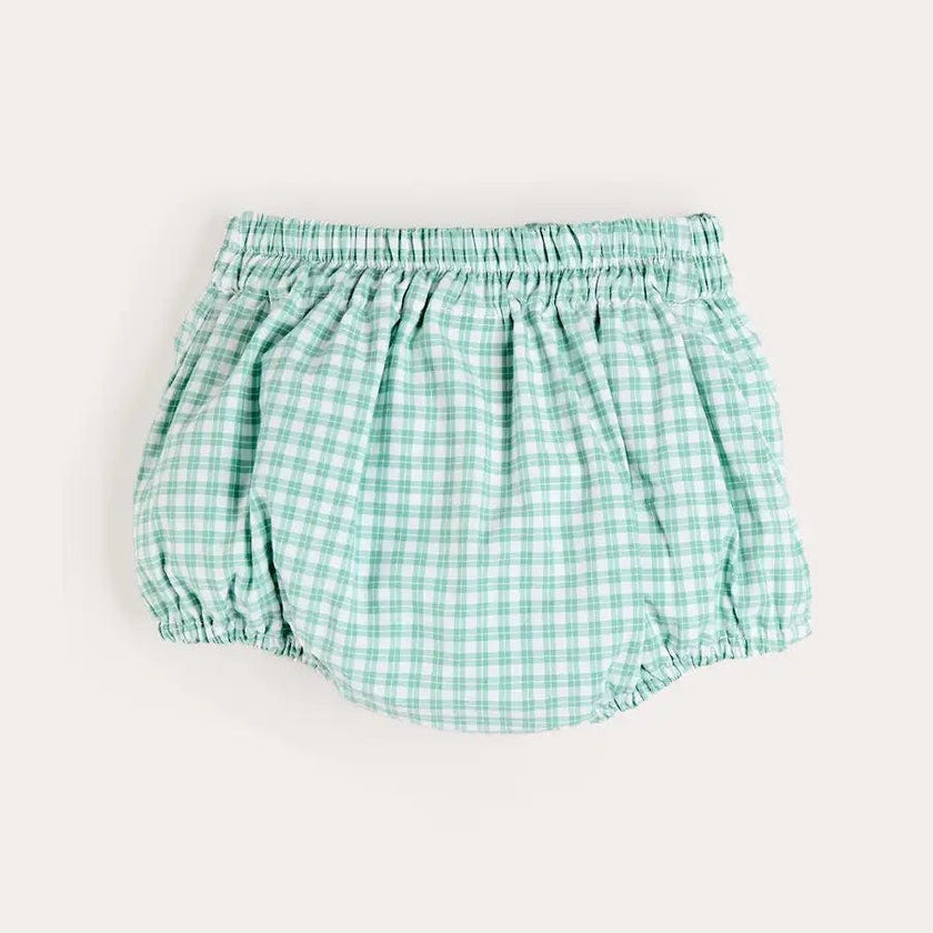 Lucas Check Button Detail Bloomers in Green (1mth-2yrs)