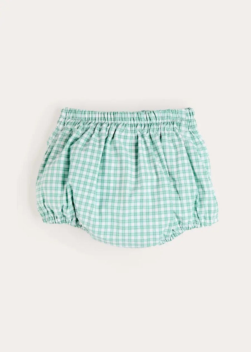 Lucas Check Button Detail Bloomers in Green (1mth-2yrs)