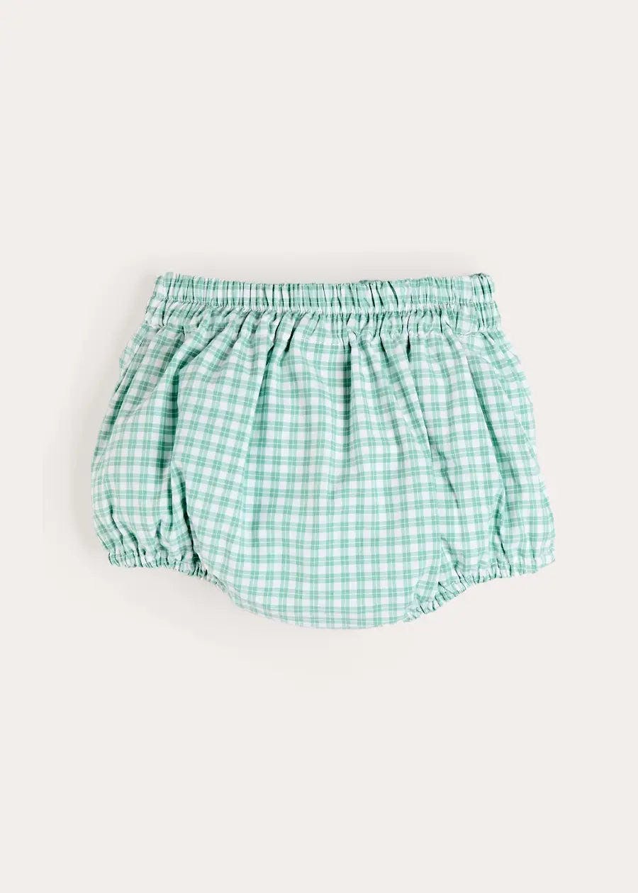 Lucas Check Button Detail Bloomers in Green (1mth-2yrs)