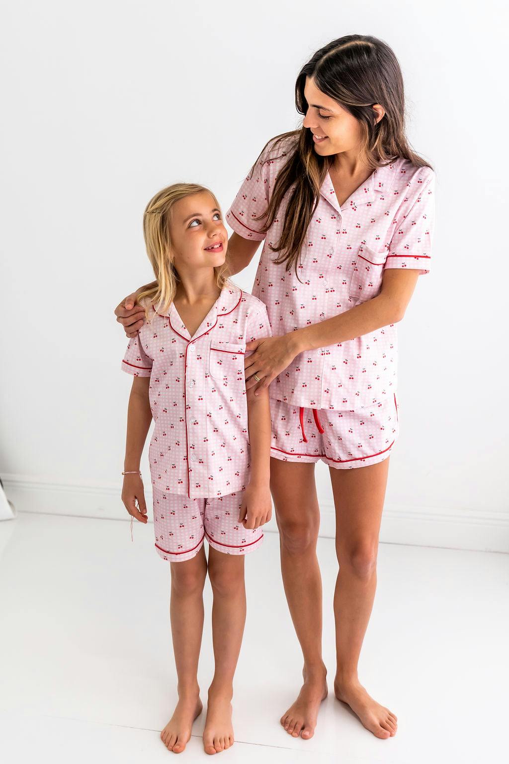 Cherries Girls Pima Cotton Short Pajama Set