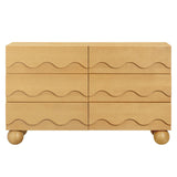 Lido Wave 6-Drawer Wide Assembled Dresser (56") in Honey