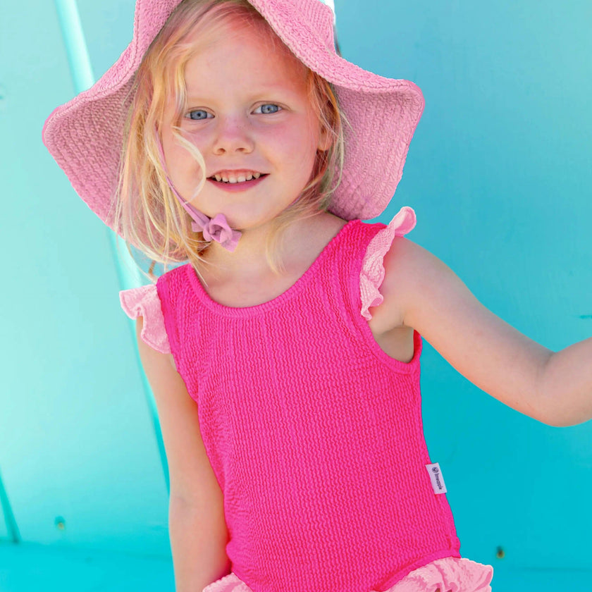 Lulu Toddler Crinkle Ruffle One Piece - Fuchsia