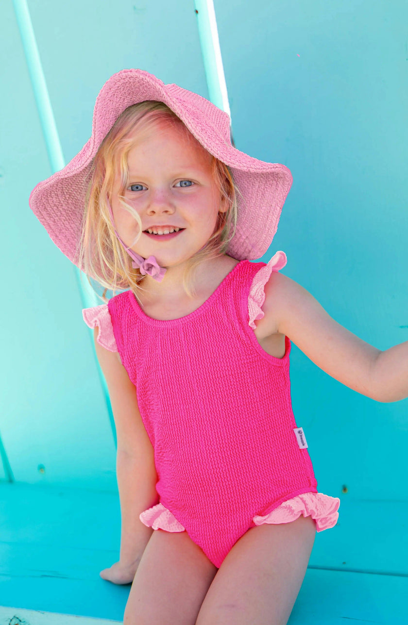 Lulu Toddler Crinkle Ruffle One Piece - Fuchsia