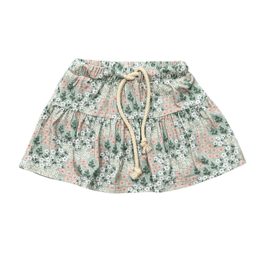 Girl's Skort in Aqua Grey Floral