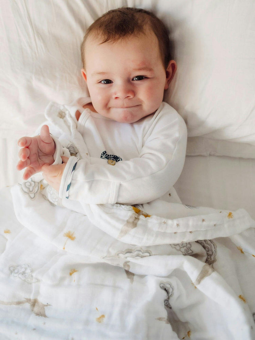 Organic Muslin Four-Layer Reversible Snug Blanket
