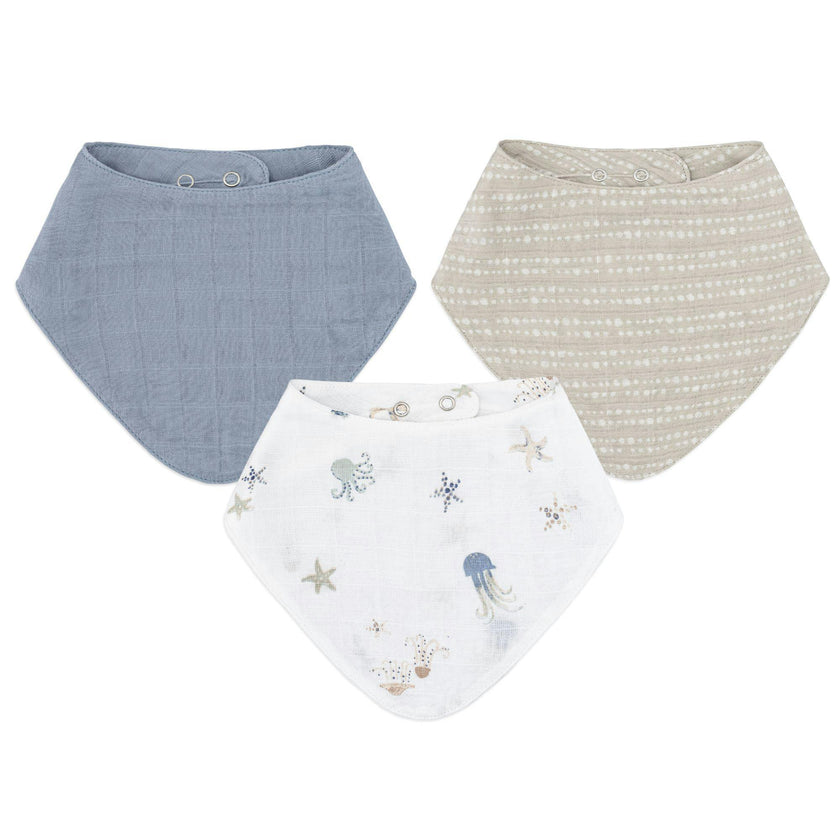 Cove Sea Life Cotton Bandana Baby Bib (3 Pack)