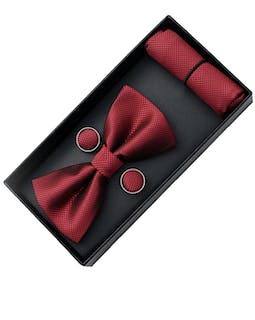 Burgundy Textured Bowtie Set