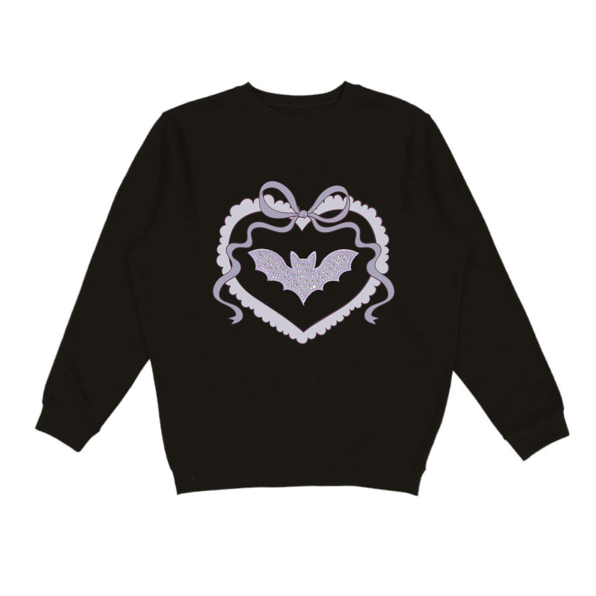 Rhinestone Bat Patch Halloween Sweatshirt