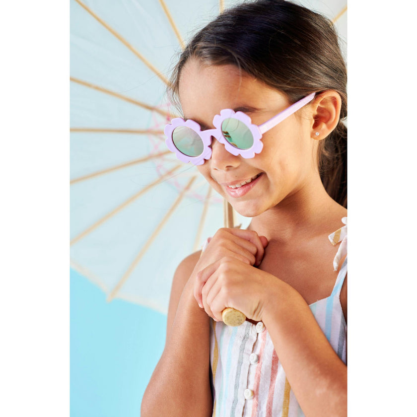 Polarized Flower: Lavender Mirrored Lens