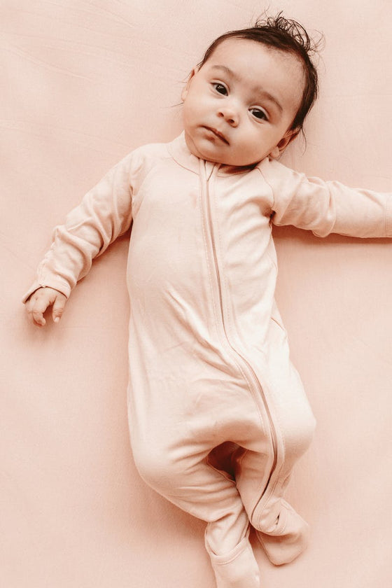 GROW WITH YOU FOOTIE | ROSE — Bamboo Organic Cotton Blend, 0–6M