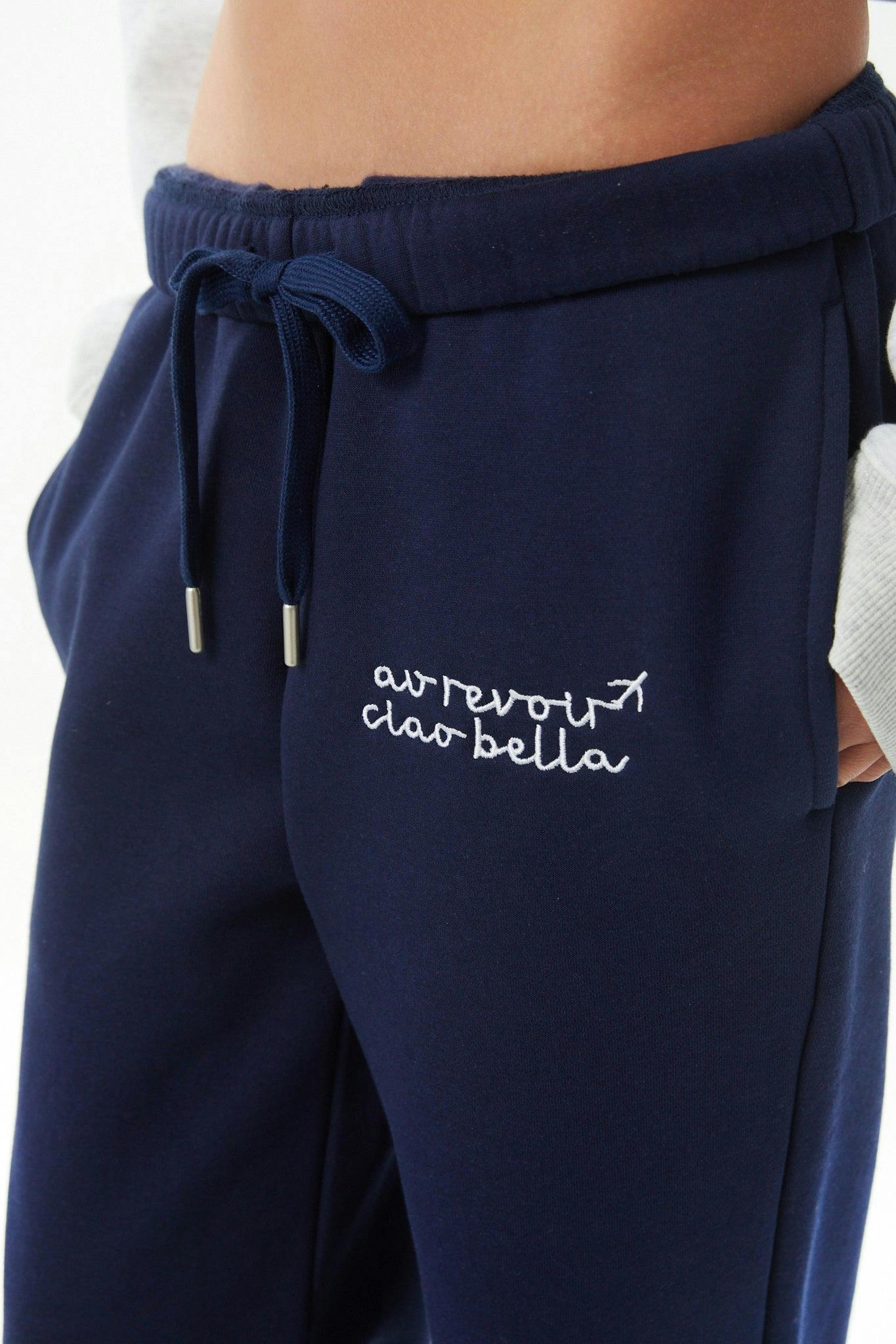 Cami Navy French Terry Wide Leg Jogger - Travel Set