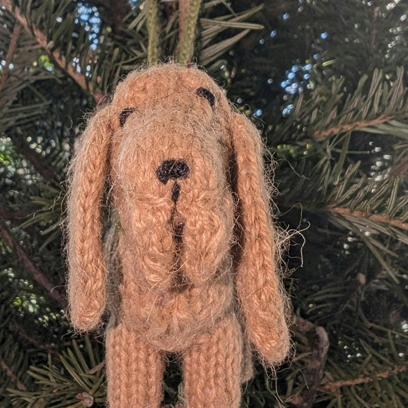 Bloodhound Hand Knit Christmas Ornament