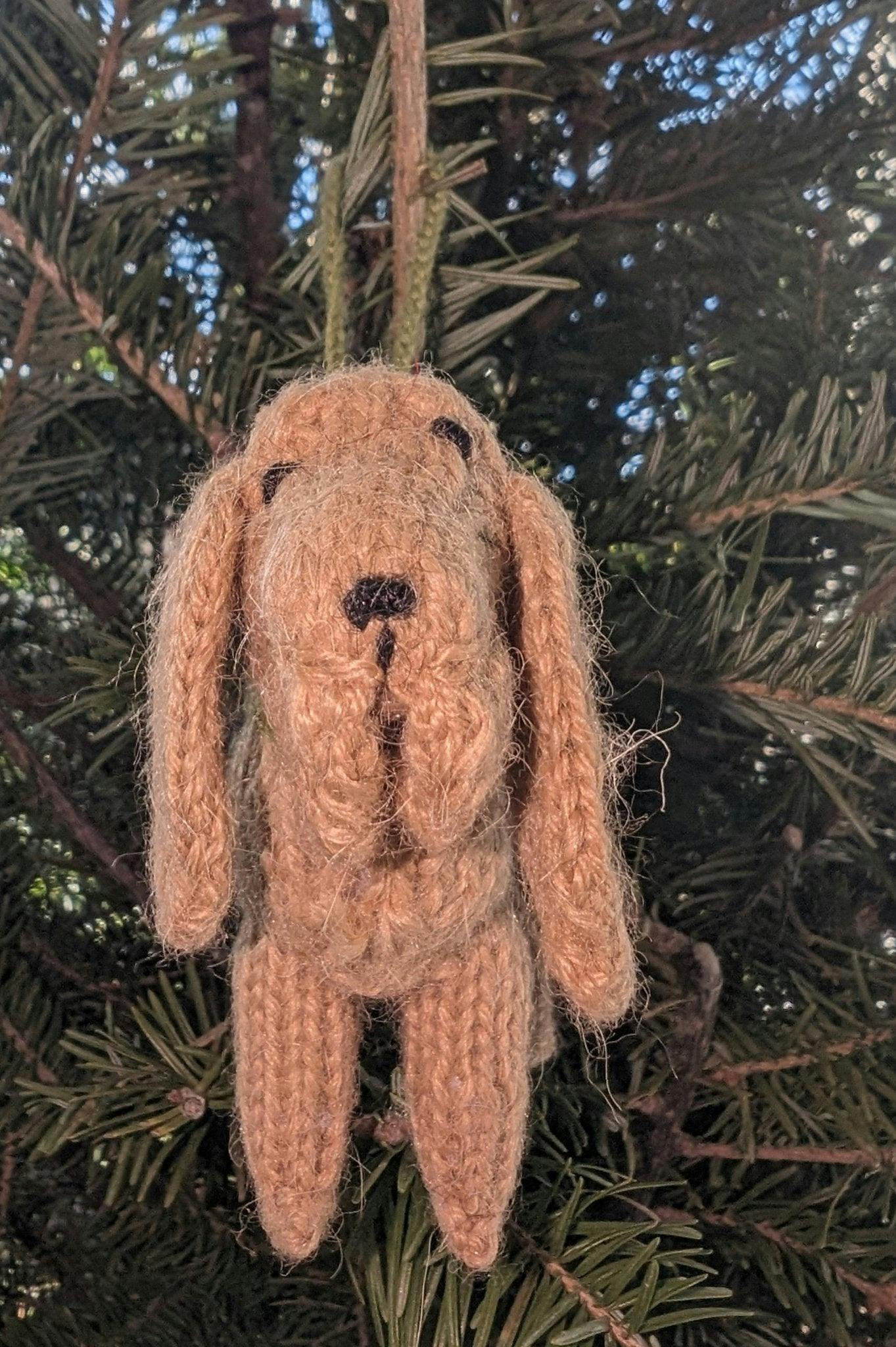 Bloodhound Hand Knit Christmas Ornament