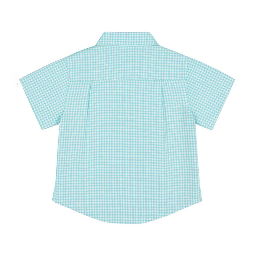 Gingham Linen Look Camp Shirt