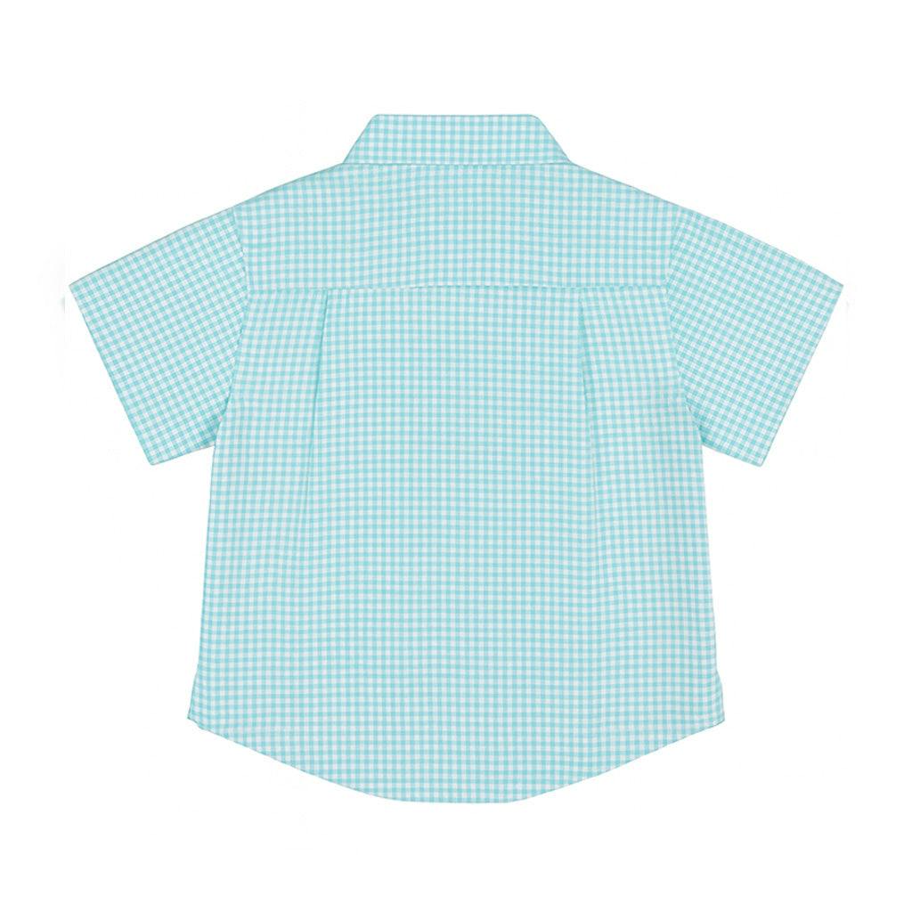 Gingham Linen Look Camp Shirt