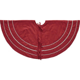 Handmade Concentric Nailhead Circles Red Linen Christmas Tree Skirt 60"