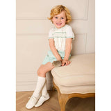 Wimbledon Stripe Hand Smocked Peter Pan Collar Two Piece Set in Green (18mths-6yrs)