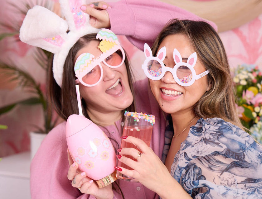 Packed Party Hop-To-It Confetti Bunny Novelty Glasses - Glitter Bunny Ears with Confetti-Filled Lenses and Gold Too Hip to Hop Text, 6x4 Inch