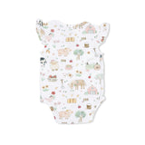 Cute Farm Animals Pink - Ruffle Sleeve Bodysuit