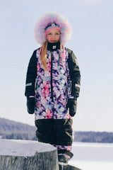 Kids One Piece Play Snowsuit Purple Floral Print