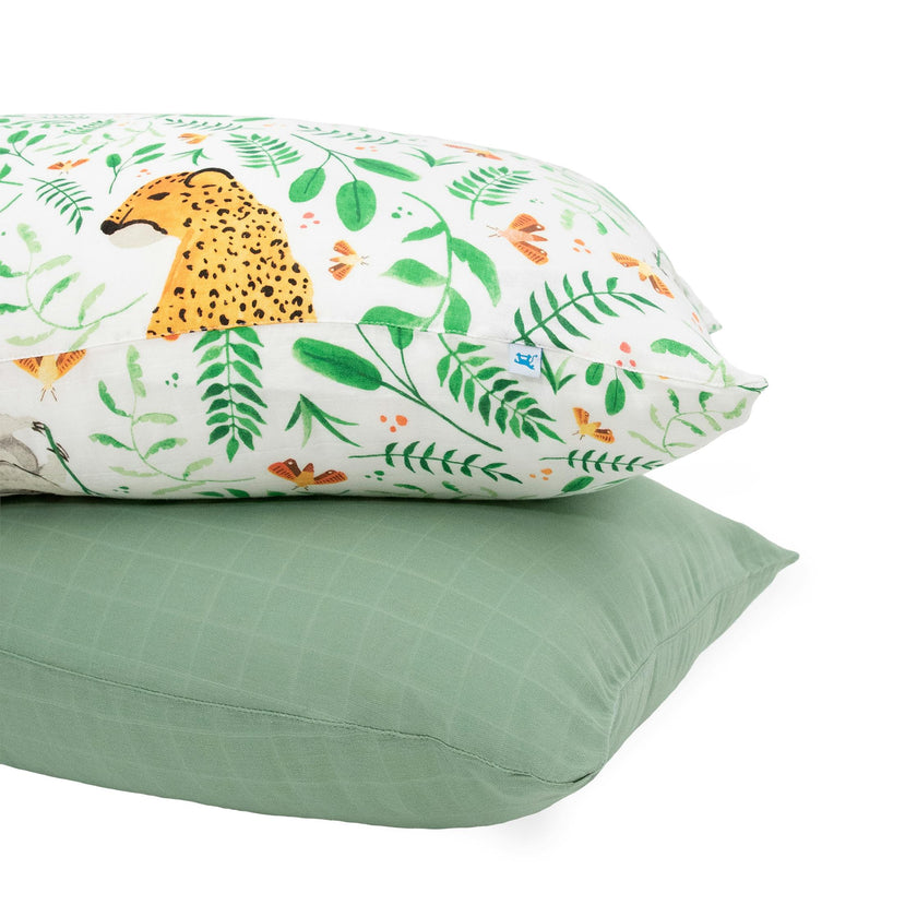 Cotton Muslin Pillowcase 2 Pack - Mighty Jungle