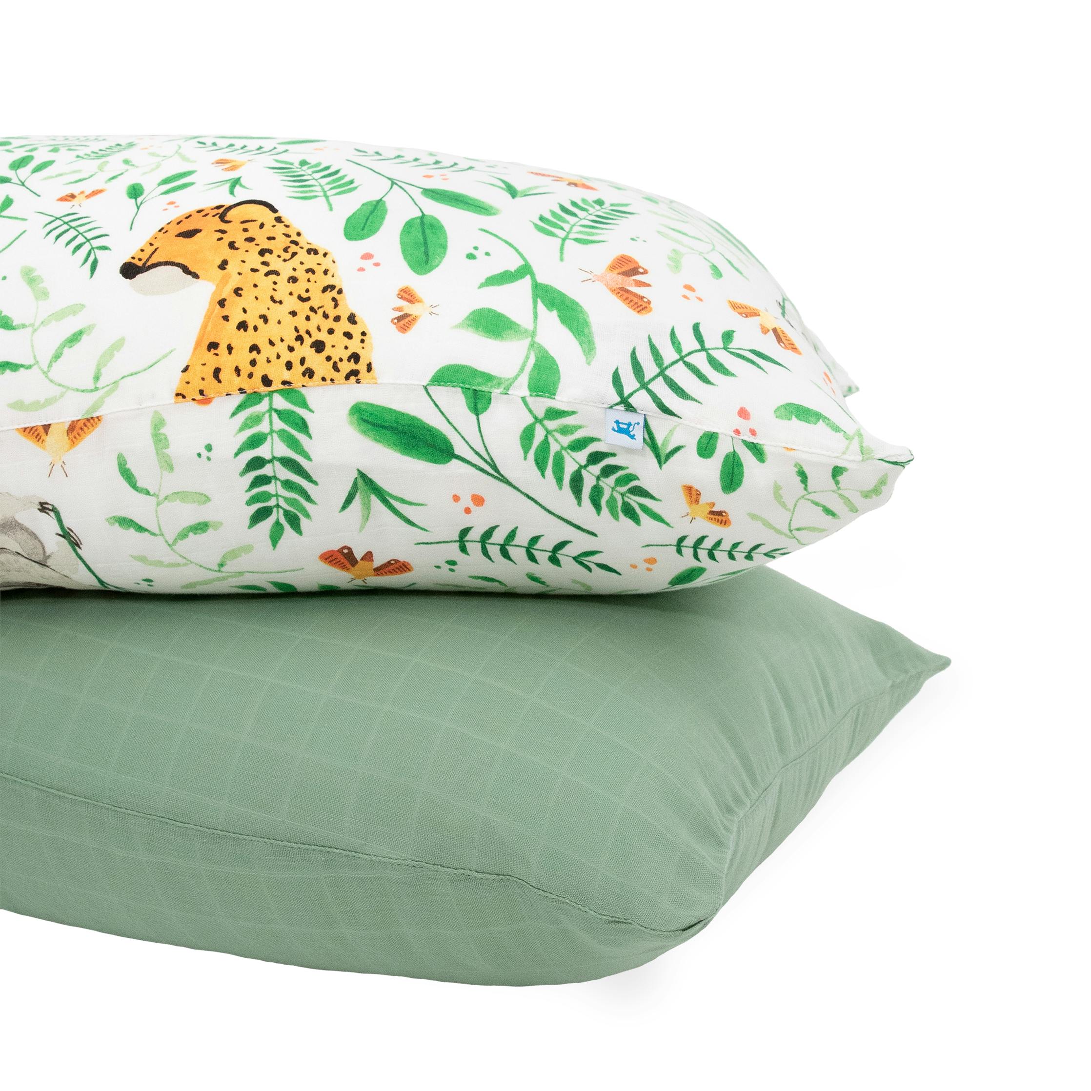 Cotton Muslin Pillowcase 2 Pack - Mighty Jungle